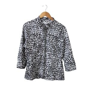 ZENERGY by CHICO'S Size 2 Zip-Up Cheetah Leopard Print‎ Rain Windbreaker Jacket